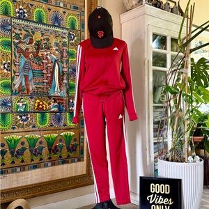 Adidas Women's Red Track Pants & Jacket Set
Original/authentic